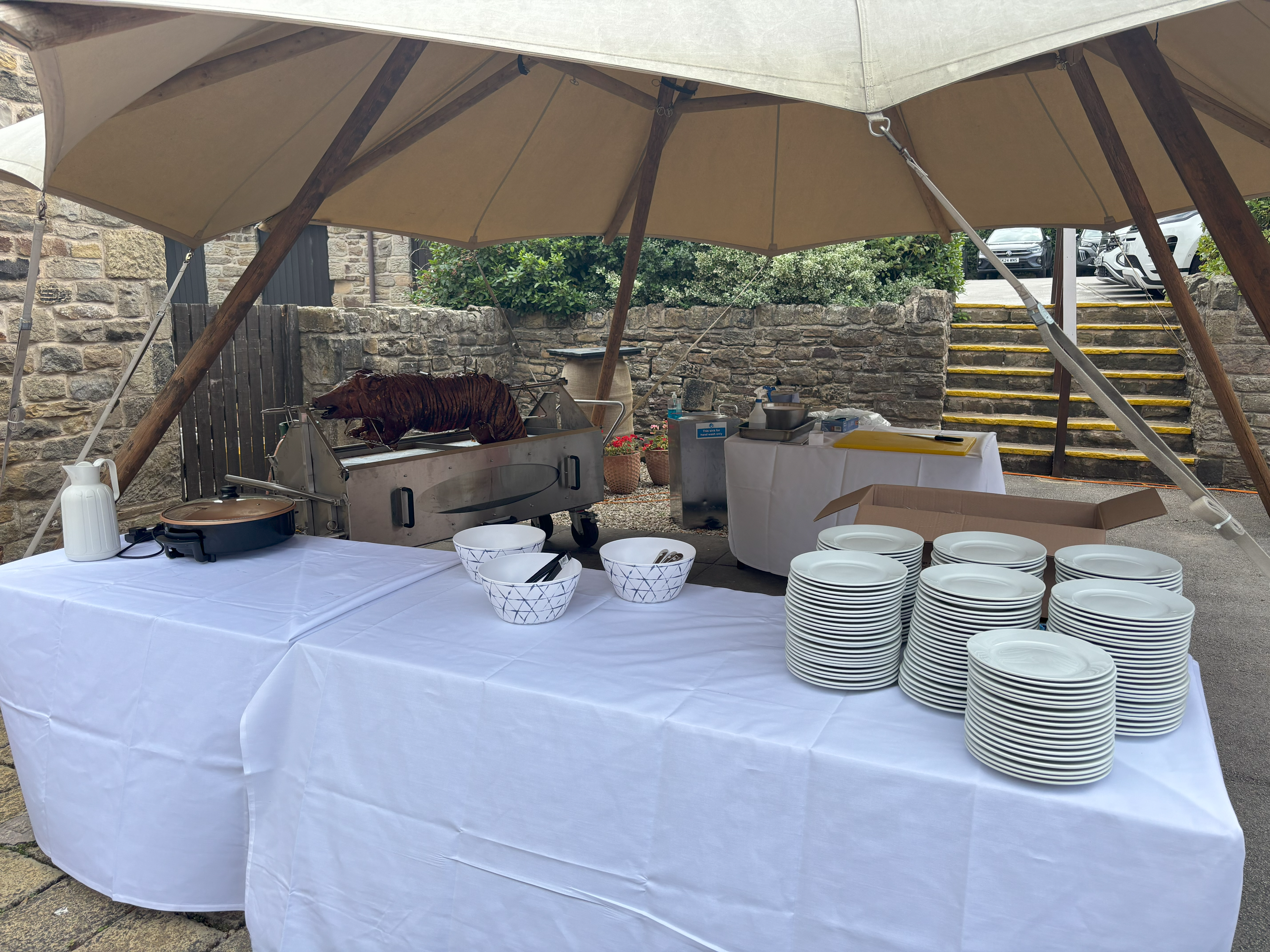 Delicious hog roast spread ready to serve